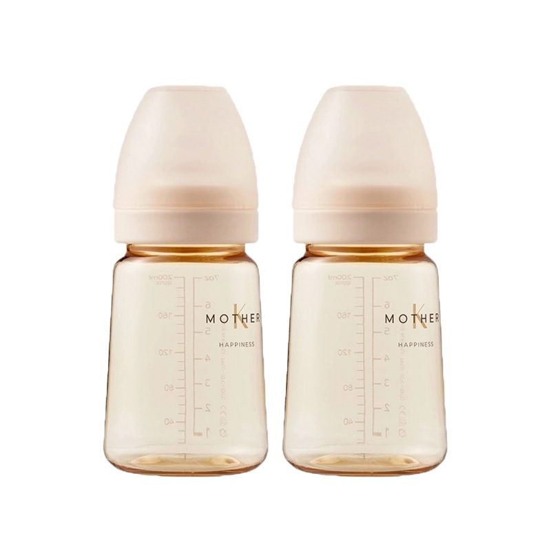 Mother K Basic PPSU Bottle Twinpack + Nipple (Set of 2) - Cream (180ml / 280ml)